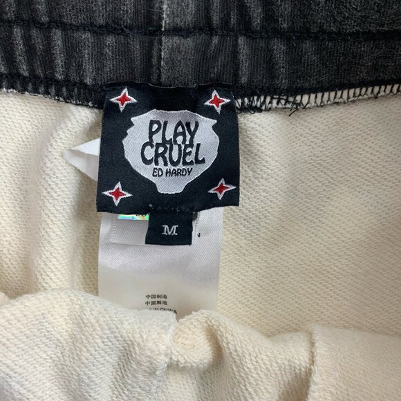 Cruel Play Ed Hardy Sweat Shorts Womens Medium Lion Rhinestones Aztec Tribal 5” - Picture 7 of 12